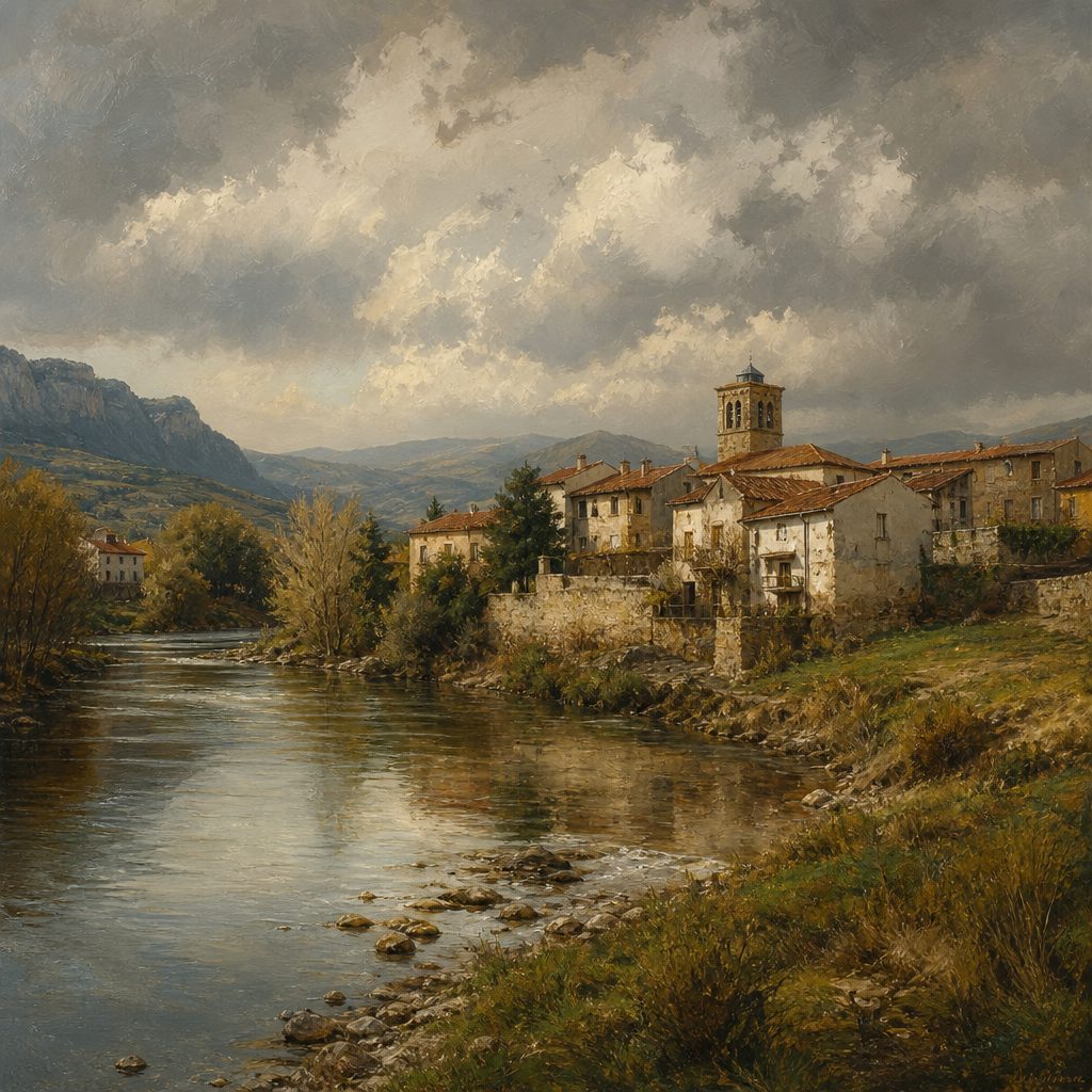 Pueblos junto al río Zadorra en el municipio de Elburgo/Burgelu