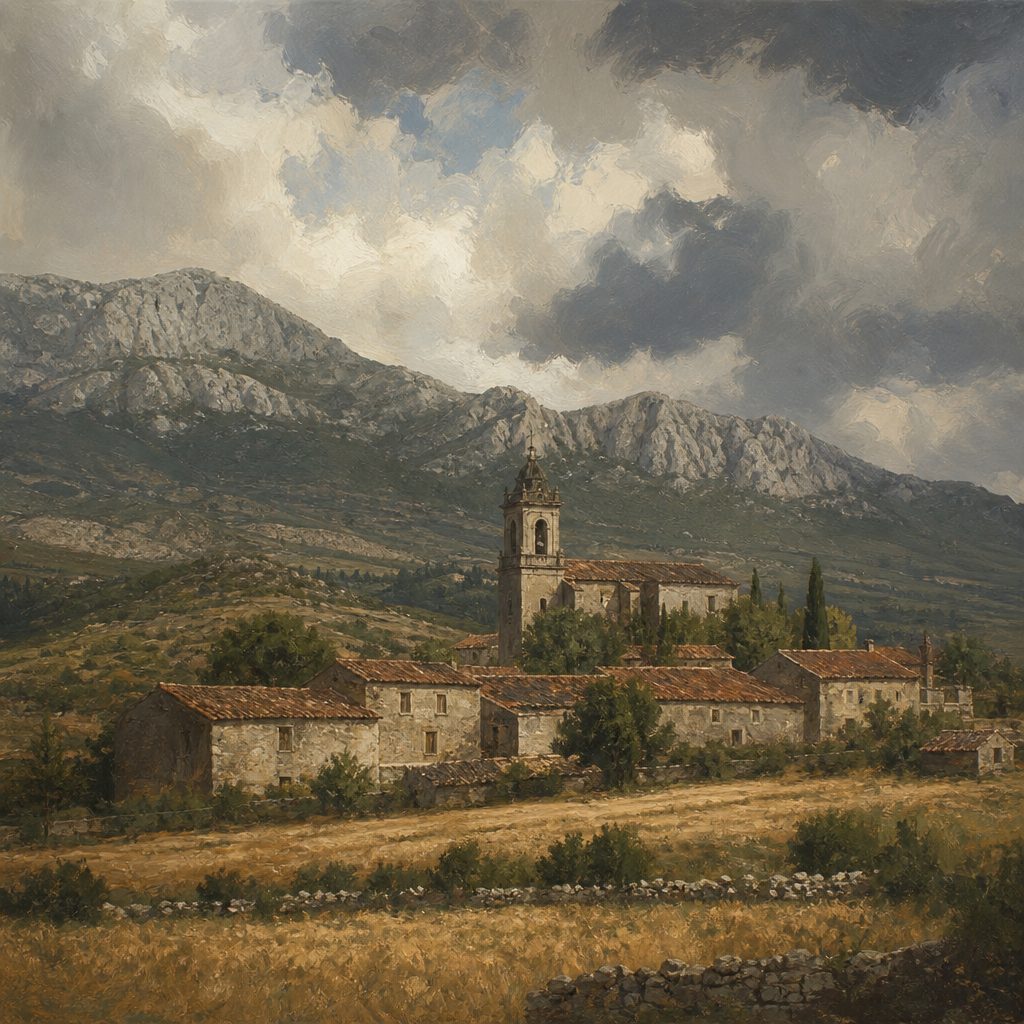 Vista aérea de San Millán/Donemiliaga y el monasterio de Barria